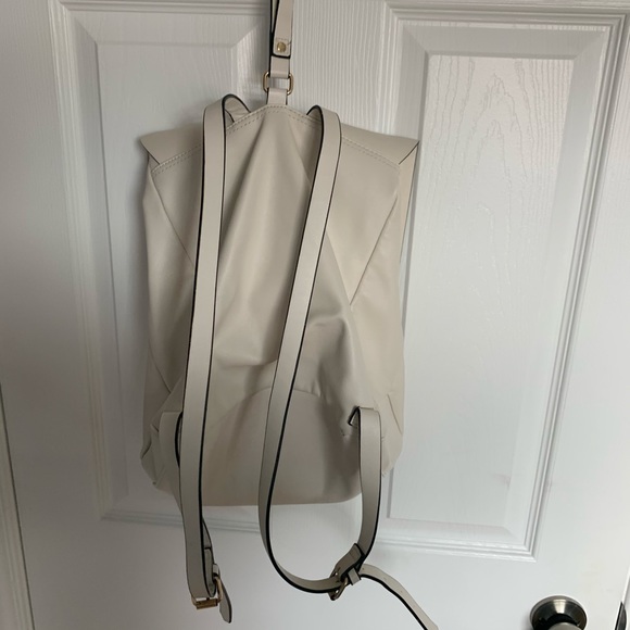 White Faux Leather Drawstring Backpack - Picture 6 of 9